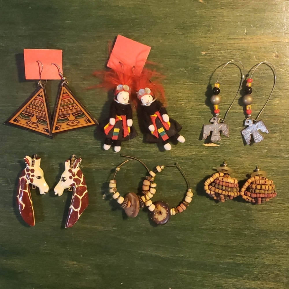 Lot of 6 Pair Various Handmade Earrings